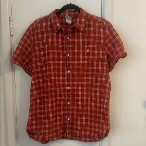 The North Face Orange and White Plaid Men's Shirt